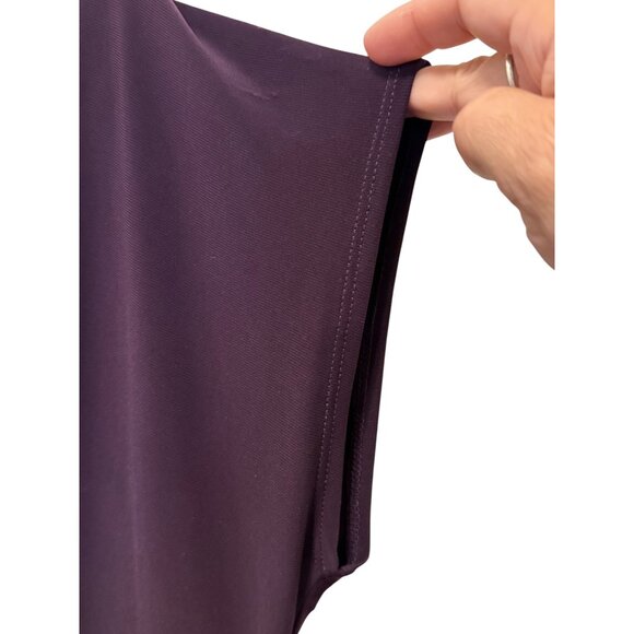 A.U.W Womens Large Purple Drape Front Blouse With Gold Accent Keyhole Neckline - Picture 5 of 7